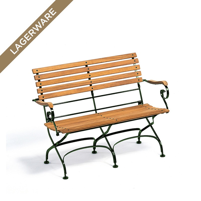 Classic 2-Sitzer Bank mit Armlehnen, Gestell dunkelgrün