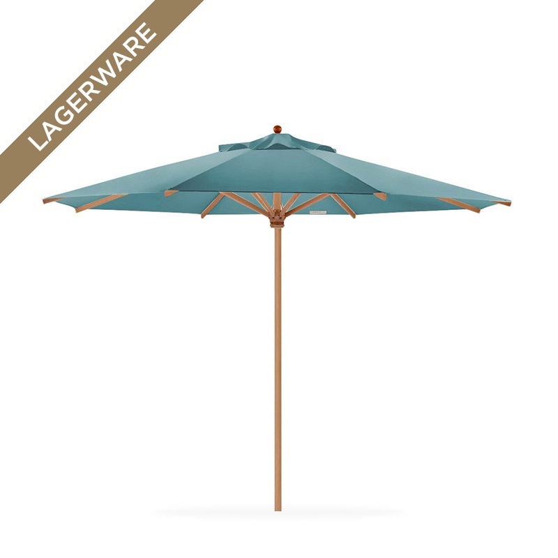 Teak Ø 400 cm mit Flaschenzug, wasserblau